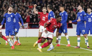Serge Aurier scores for Nottingham Forest in 1-1 draw against Chelsea