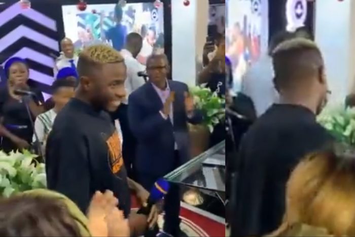 Super Eagles star Victor Osimhen was spotted at the Redeem Crossover service for 2024 ahead of AFCON Camp.