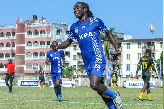 Ugandan attacker William Wadri celebrates a goal for Bandari.