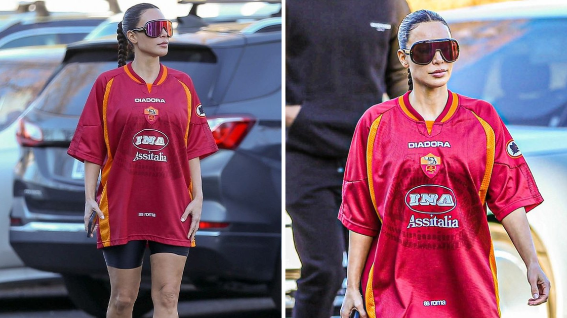 Kim Kardashian, maglia Roma: la nuova tendenza T-shirt da calcio