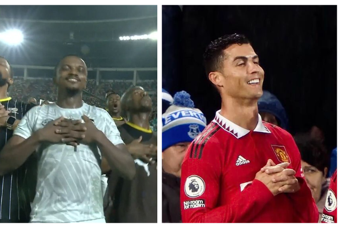South African players celebrating in the Ronaldo way