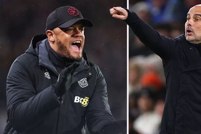 Manchester boss Pep Guardiola and Burnley manager Vincent Kompany || Image credit: The Mirror