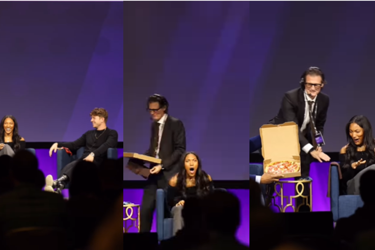 'This is the best thing ever' - [WATCH] Tara Davis-Woodhall's peculiar reaction when being offered pizza on a talk show