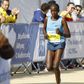 Nancy Joan Rotich crosses the finish line triumphantly at the 32nd Athens Marathon