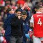 Arsenal manager Mikel Arteta gives instructions during a Premier League game against Crystal Palace.