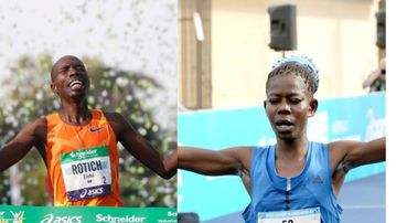 Ruth Chebitok and Elisha Rotich part of 16 Kenyans in Paris Marathon.