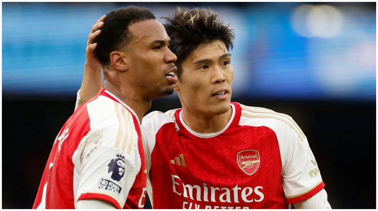 Arsenal's defensive stars Gabriel (left) and Takehiro Tomiyasu.