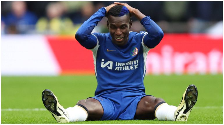 Chelsea's Nicolas Jackson cuts a frustrated figure after missing a chance.