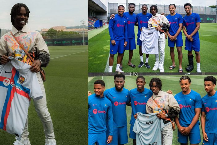 Rema joins Barcelona stars in training