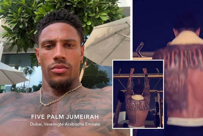 Maduka Okoye: Super Eagles goalie hotshot shows off insane back tattoos during Dubai vacation