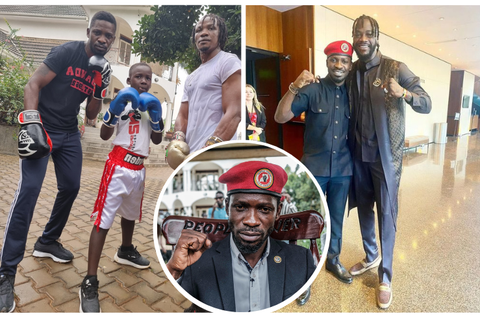 A stars' affair as 'boxers' Bobi Wine, Deontay Wilder meet