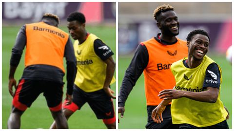 Close your legs — Tella embarrasses Boniface in Bayer Leverkusen training