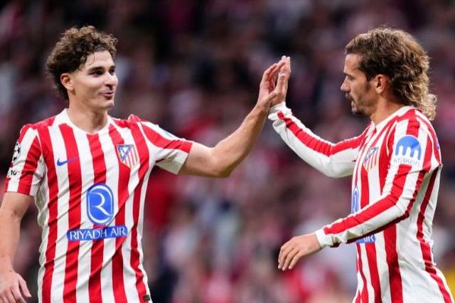 Julian Alvarez and Antoine Griezmann celebrating a goal for Atletico Madrid || Image credit: Imago