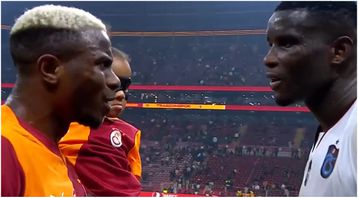 Brothers! Victor Osimhen and Paul Onuachu link up after the goalless draw