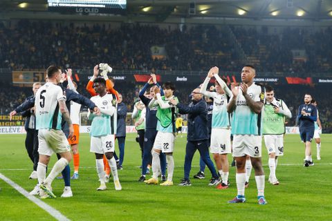 Brighton players celebrate after their win on Thursday || Credit: Imago