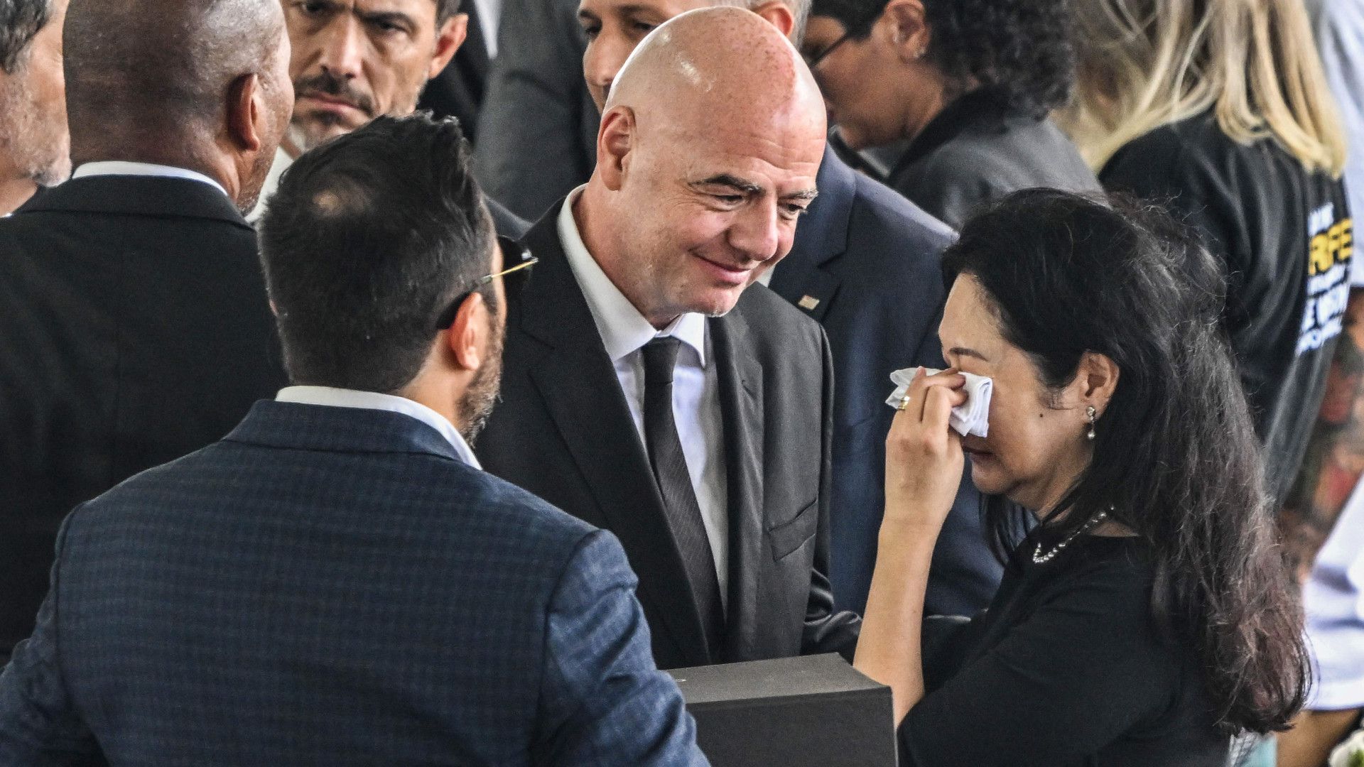 FIFA President Gianni Infantino at the funeral of Brazilian legend Pele, in 2022
