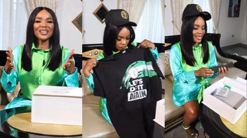 Super Eagles new AFCON jersey: Iyabo Ojo models Let's Do It Again