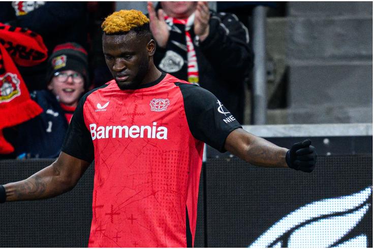 Comrade Boniface returns to action for Bayer Leverkusen.