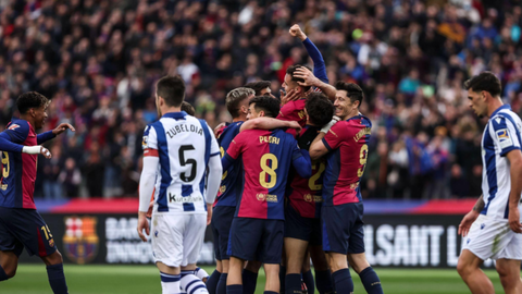 Dominant Barcelona put four past Real Soceidad to move top of LALIGA