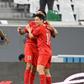 Michael Olunga celebrates goal with Al Duhail SC teammates.