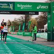 Helah Kiprop after cutting the tape at the 2023 Paris Marathon