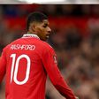 Marcus Rashford of Manchester United in FA Cup action at Old Trafford.
