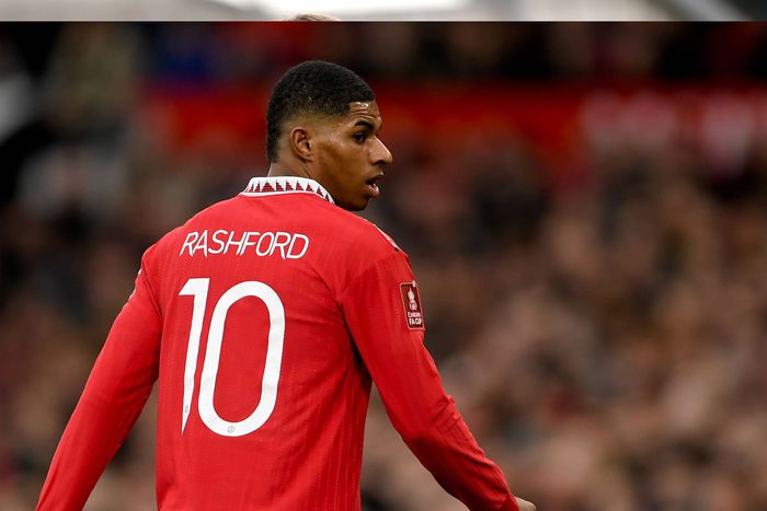 Marcus Rashford of Manchester United in FA Cup action at Old Trafford.