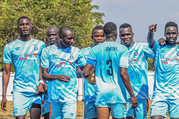 Kisumu All-Stars players during National Super League match.