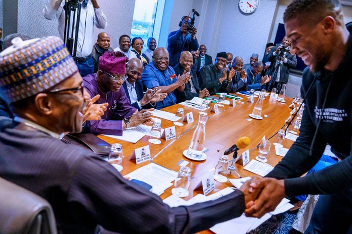 Buhari reminds Anthony Joshua of his Nigerian heritage after victory against Jermaine Franklin