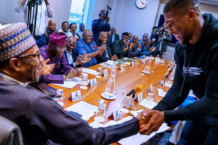 Buhari reminds Anthony Joshua of his Nigerian heritage after victory against Jermaine Franklin