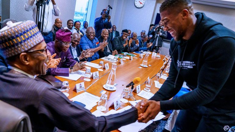 Buhari reminds Anthony Joshua of his Nigerian heritage after victory against Jermaine Franklin