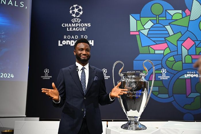 Mikel Obi at the Champions League draws || Image credit: Imago