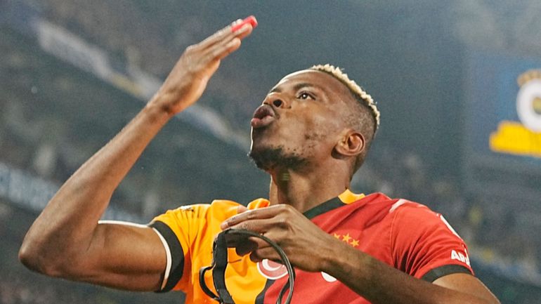 Man of the moment, Victor Osimhen celebrates a fantastic outing for Galatasaray against Fenerbahce.