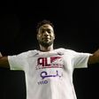 Al Faisaly forward Masud Juma celebrating a goal in a previous match.