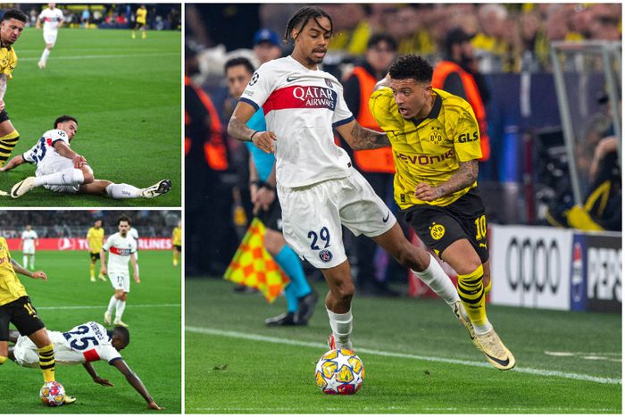 Jadon Sancho in action against PSG.