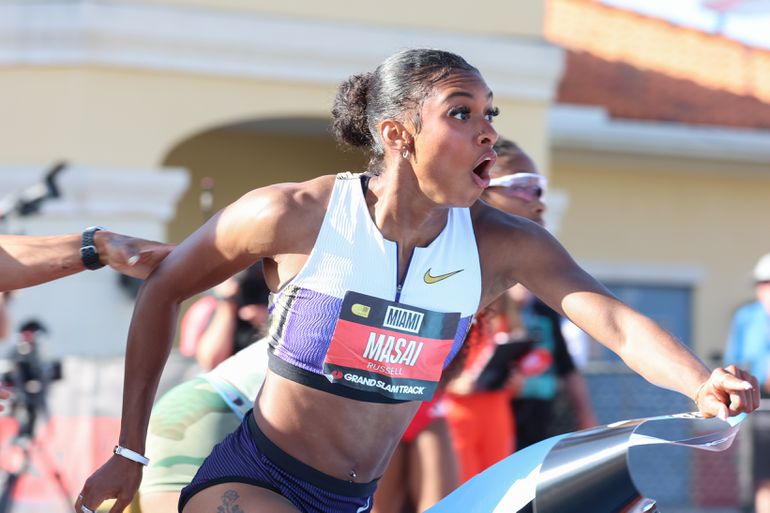 Masai Russell Sets American Record at Miami Grand Slam Track With Blistering 100mH Run