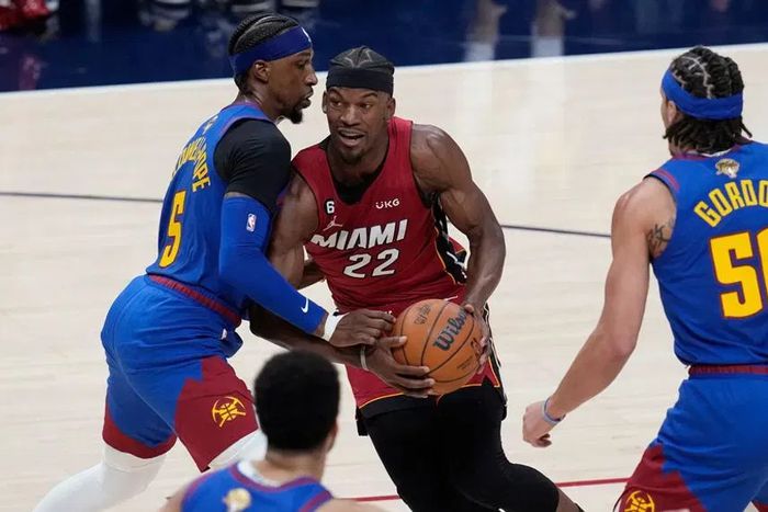 Miami Heat star Jimmy Butler against the Denver Nuggets
