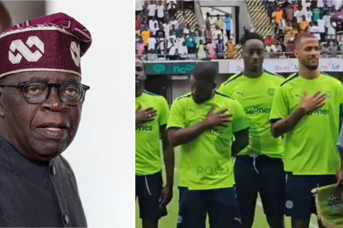 Ekong and celebrities struggle with new national anthem || Image credit: Imago