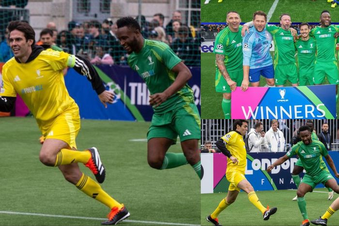 Super Eagles of Nigeria legend Mikel Obi outshines Kaka at Champions League Legends game.