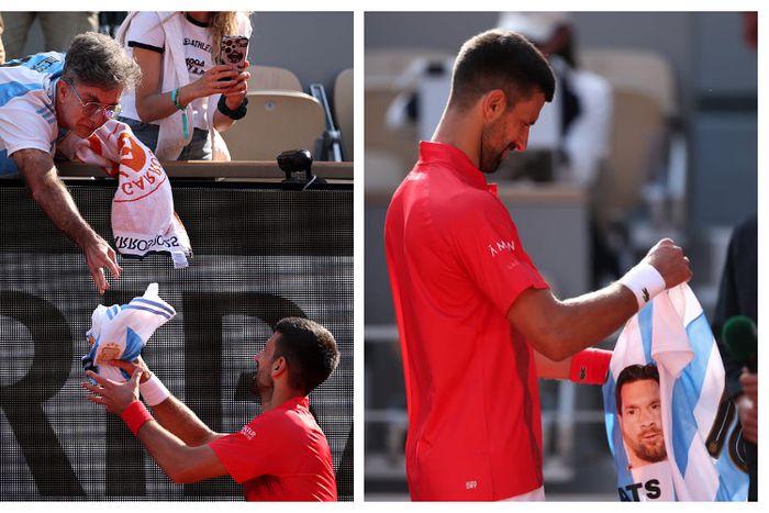 Djokovic Trades Towel for Messi's Jersey