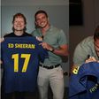 In Madrid, England star Conor Gallagher gifts superstar musician Ed Sheeran an Atlético Madrid jersey.