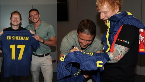 Conor Gallagher gifts Ed Sheeran Atlético Madrid jersey