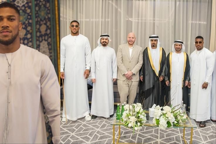Nigerian-born boxer Anthony Joshua teams up with Ashton Hall and Fat Joe for wedding in Saudi Arabia.