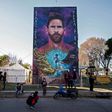 Multi-story mural for hometown hero Messi