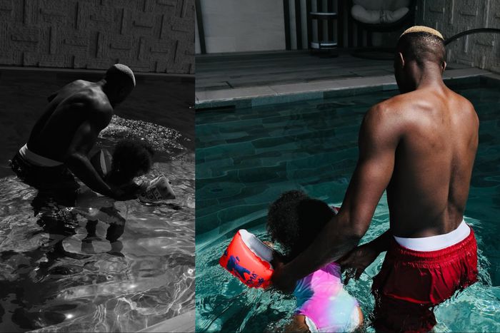 On social media, Super Eagles star Victor Osimhen shows off his daughter swimming.