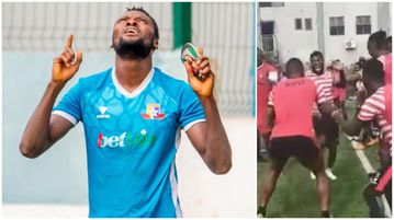 Reactions as Remo Stars welcome back Super Eagles forward with guard of slaps