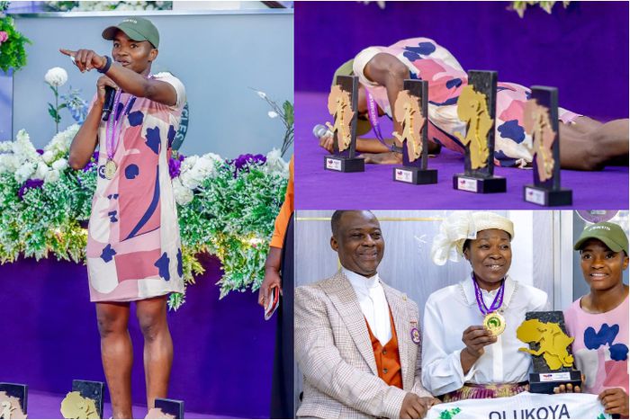 Super Falcons captain Rasheedat Ajibade visits MFM to thank God after winning WAFCON.