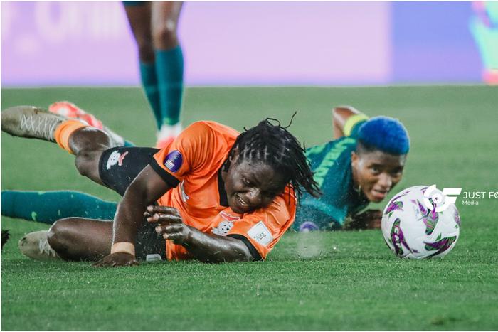 Super Falcons captain in action against Zambia. Image: Justina (X)