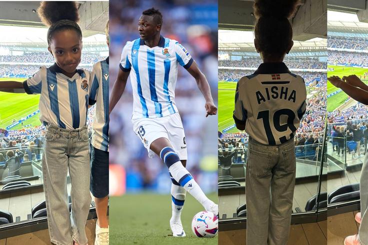 Umar Sadiq: Aisha and Judy Memini support Super Eagles star at Real Sociedad in style