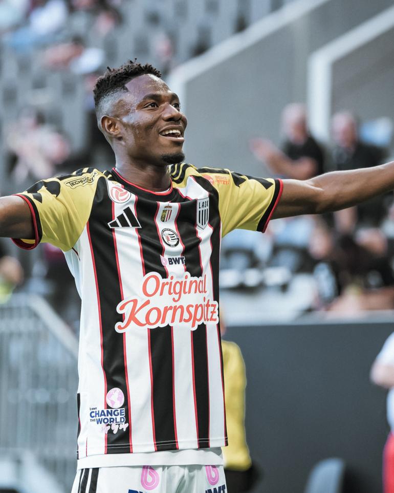 Usor celebrates one of his goals for LASK.